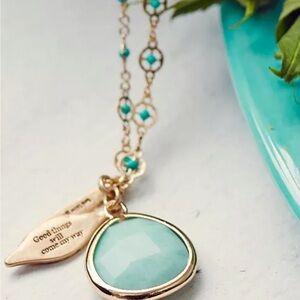 Lonna & Lilly necklace blue green gold tone with evil eye charm.